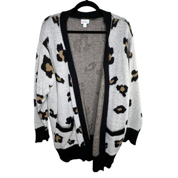 LuLaRoe Size 2XL Peyton Open Front Leopard Heavy Cardigan Sweater - Picture 1 of 6